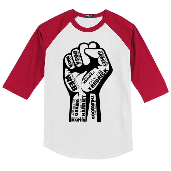 Inspirational Black History Fist Kids Colorblock Raglan Jersey