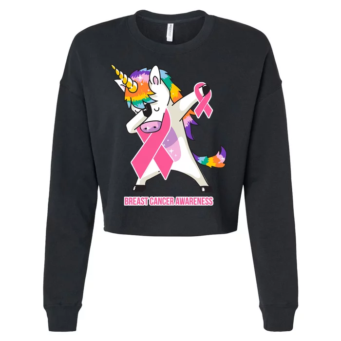 inspirational Breast Cancer Awareness Unicorn Cropped Pullover Crew