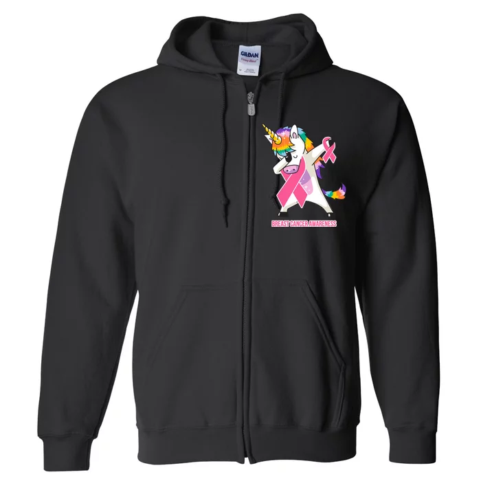 inspirational Breast Cancer Awareness Unicorn Full Zip Hoodie