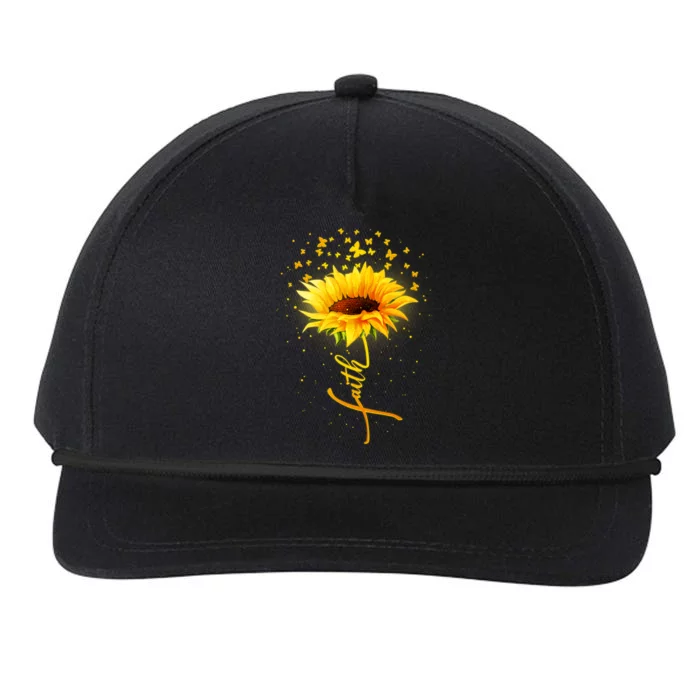 Inspirational Faith Sunflower & Butterflies Snapback Five-Panel Rope Hat