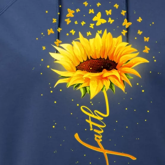 Inspirational Faith Sunflower & Butterflies Performance Fleece Hoodie