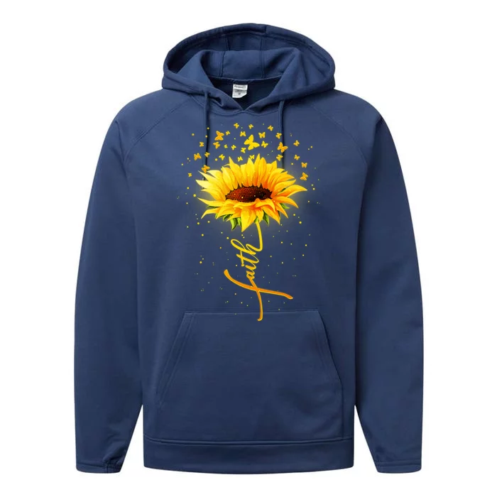 Inspirational Faith Sunflower & Butterflies Performance Fleece Hoodie