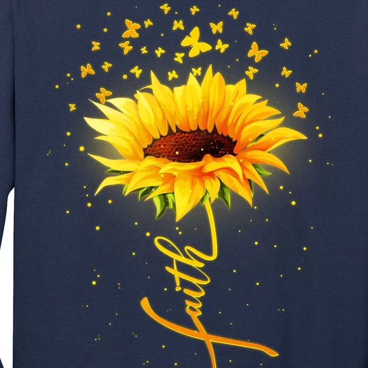 Inspirational Faith Sunflower & Butterflies Long Sleeve Shirt