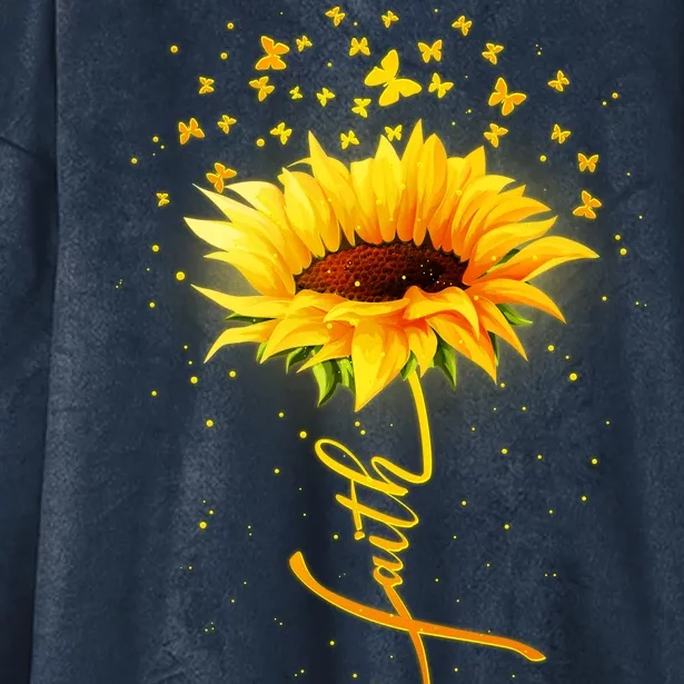 Inspirational Faith Sunflower & Butterflies Hooded Wearable Blanket