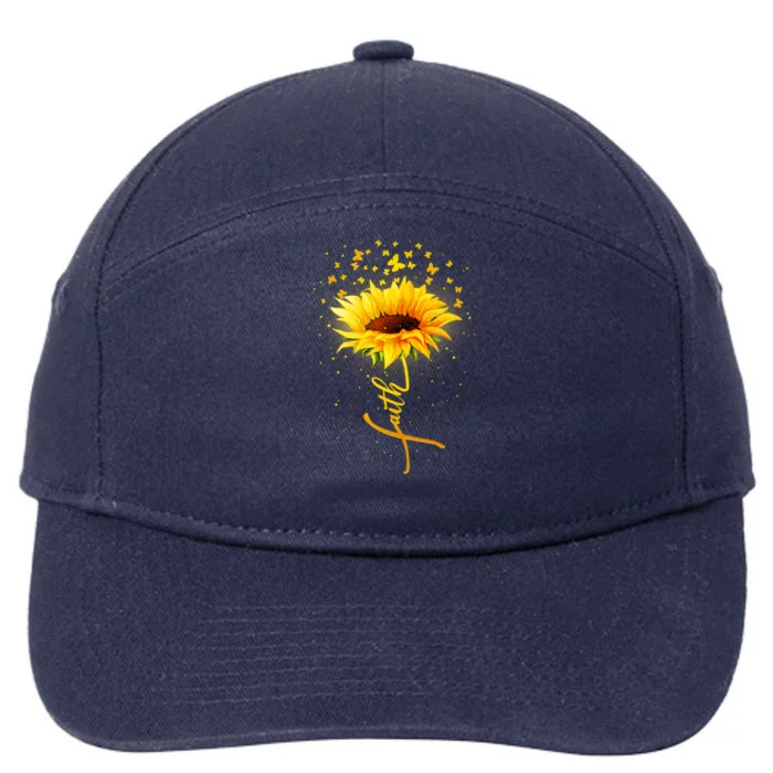 Inspirational Faith Sunflower & Butterflies 7-Panel Snapback Hat