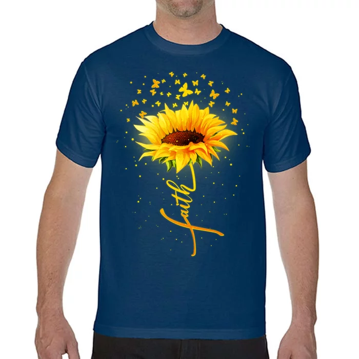 Inspirational Faith Sunflower & Butterflies Comfort Colors T-Shirt