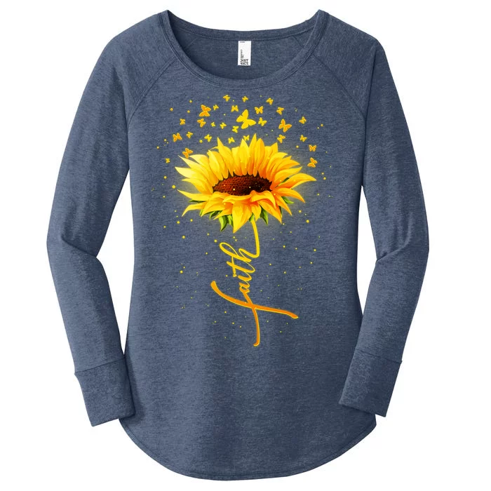 Inspirational Faith Sunflower & Butterflies Women's Perfect Tri Tunic Long Sleeve Shirt