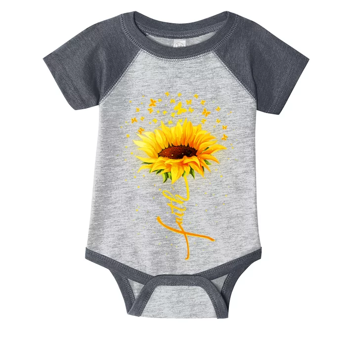 Inspirational Faith Sunflower & Butterflies Infant Baby Jersey Bodysuit