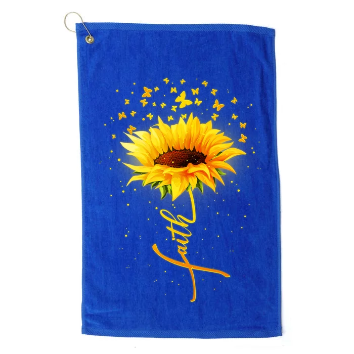 Inspirational Faith Sunflower & Butterflies Platinum Collection Golf Towel