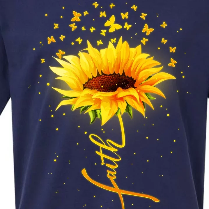 Inspirational Faith Sunflower & Butterflies Sueded Cloud Jersey T-Shirt