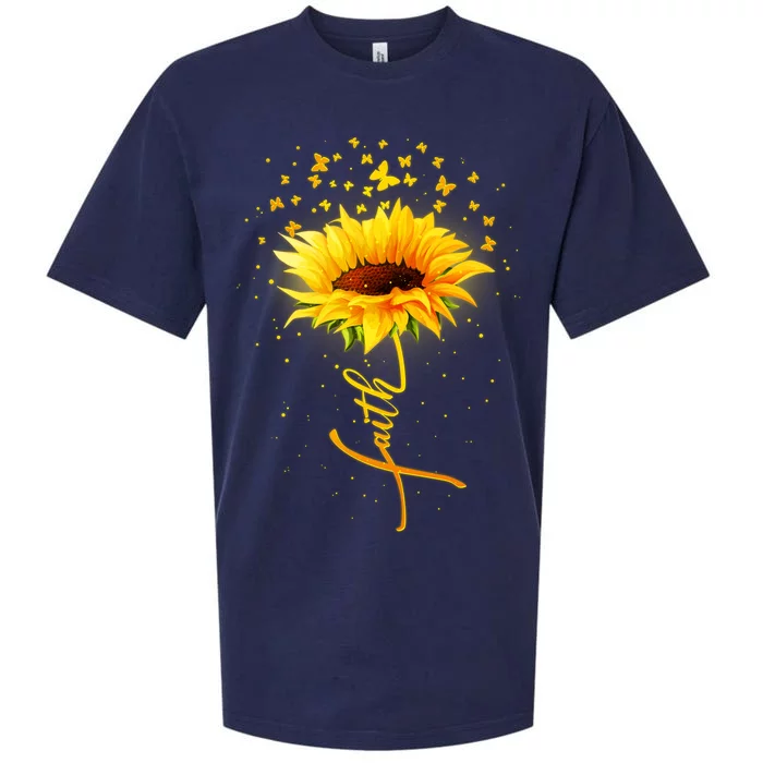 Inspirational Faith Sunflower & Butterflies Sueded Cloud Jersey T-Shirt