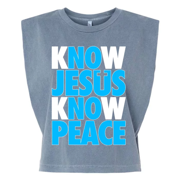 Inspirational Know Jesus Know Peace Garment-Dyed Women's Muscle Tee