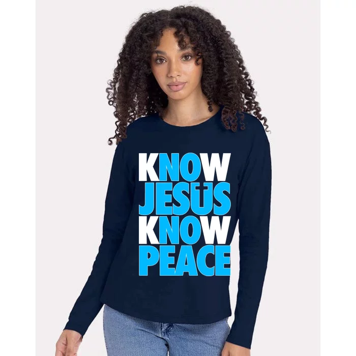 Inspirational Know Jesus Know Peace Womens Cotton Relaxed Long Sleeve T-Shirt