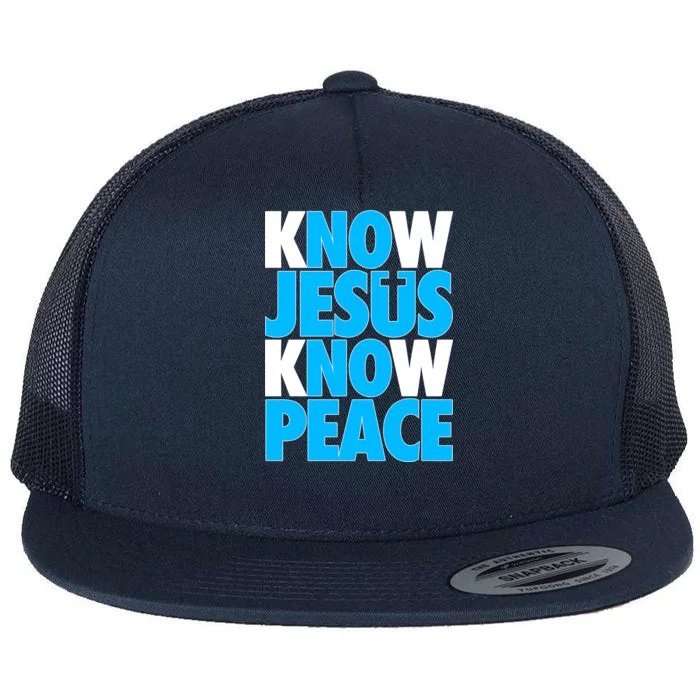 Inspirational Know Jesus Know Peace Flat Bill Trucker Hat