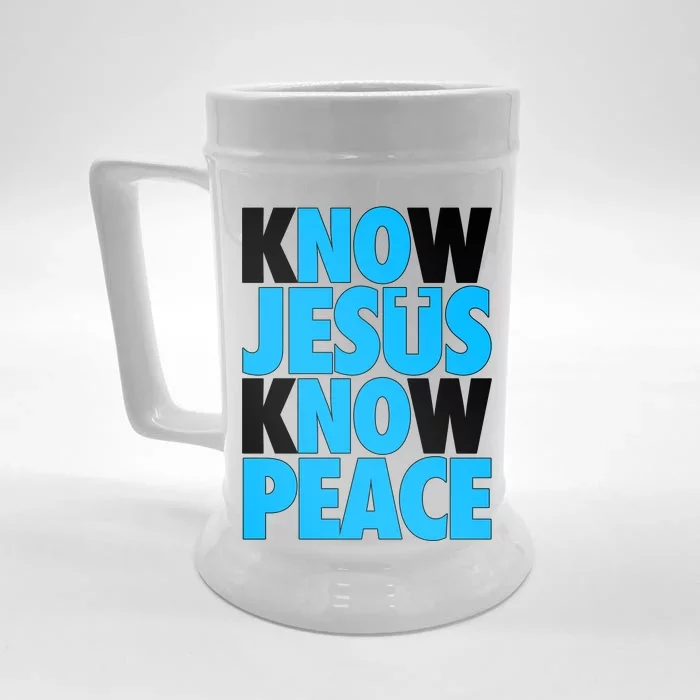 Inspirational Know Jesus Know Peace Front & Back Beer Stein