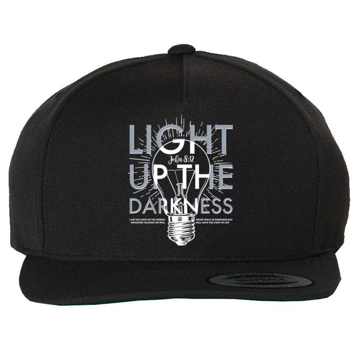 Inspirational Light Up The Darkness John 8:12 Wool Snapback Cap