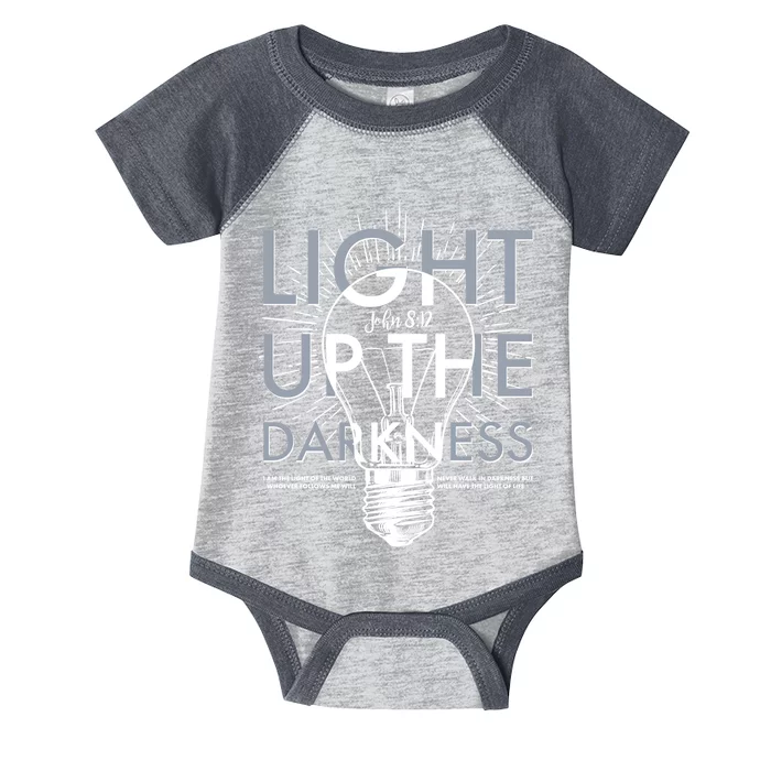 Inspirational Light Up The Darkness John 8:12 Infant Baby Jersey Bodysuit