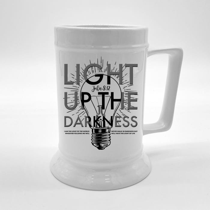 Inspirational Light Up The Darkness John 8:12 Front & Back Beer Stein