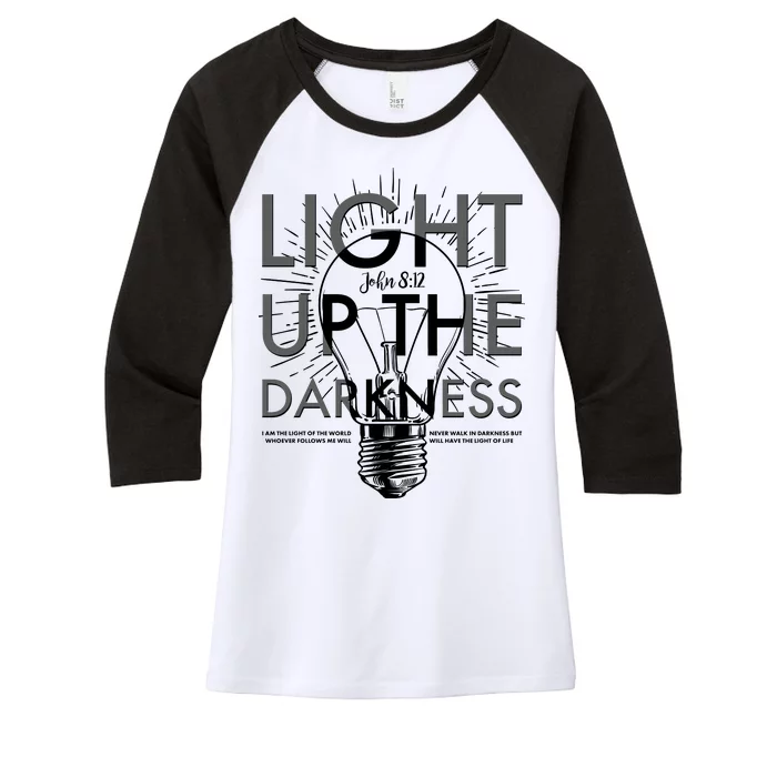 Inspirational Light Up The Darkness John 8:12 Women's Tri-Blend 3/4-Sleeve Raglan Shirt