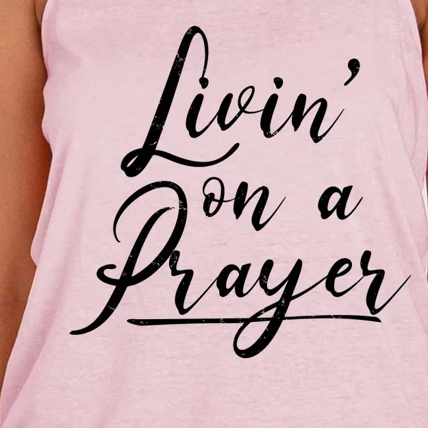 Inspirational Livin' On A Prayer Women's Knotted Racerback Tank