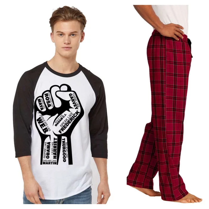 Inspirational People Black History Month Fist Raglan Sleeve Pajama Set