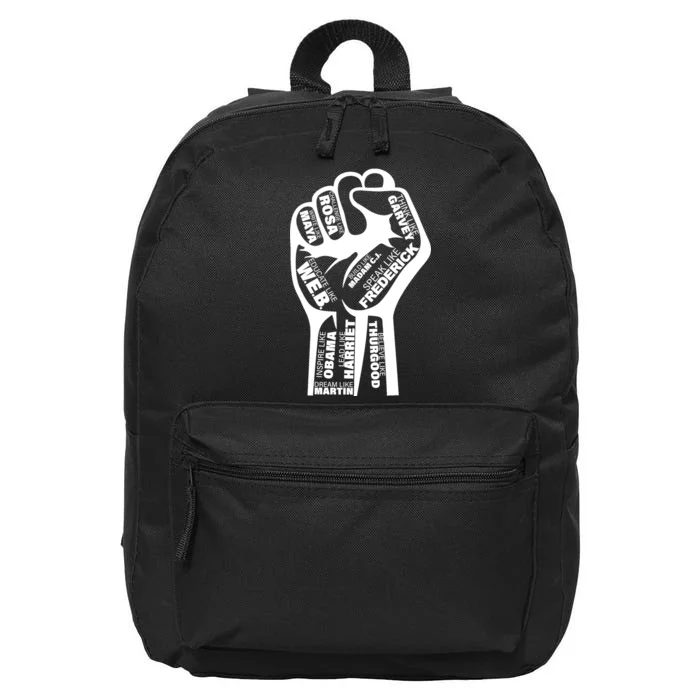 Inspirational People Black History Month Fist 16 in Basic Backpack