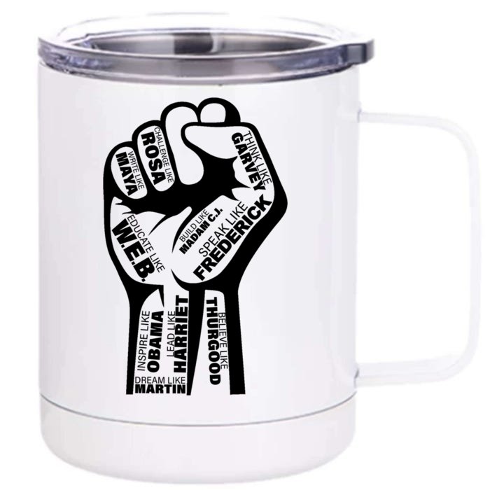 Inspirational People Black History Month Fist Front & Back 12oz Stainless Steel Tumbler Cup