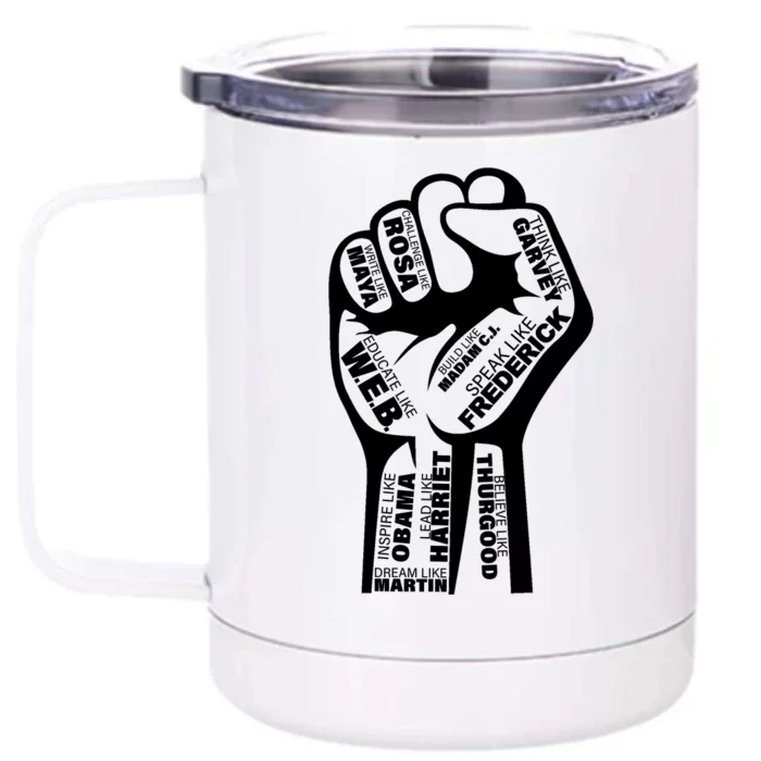 Inspirational People Black History Month Fist Front & Back 12oz Stainless Steel Tumbler Cup