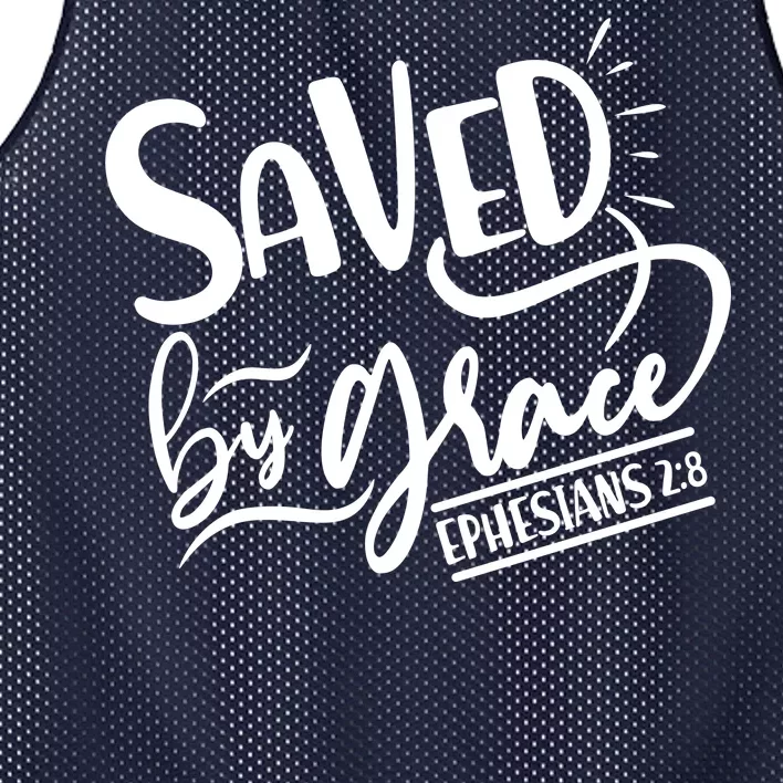 Inspirational Saved by Grace Ephesians 2:8 Mesh Reversible Basketball Jersey Tank