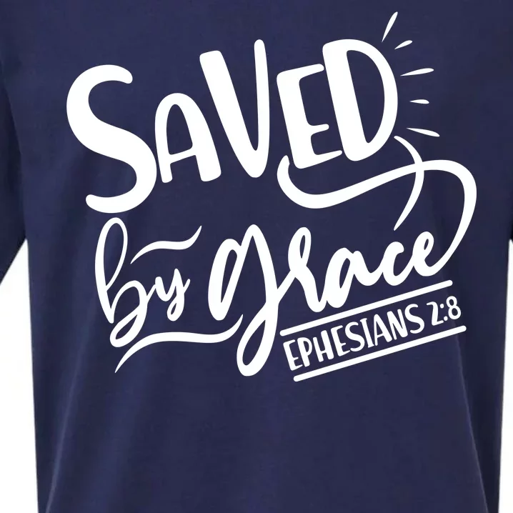 Inspirational Saved by Grace Ephesians 2:8 Sueded Cloud Jersey T-Shirt