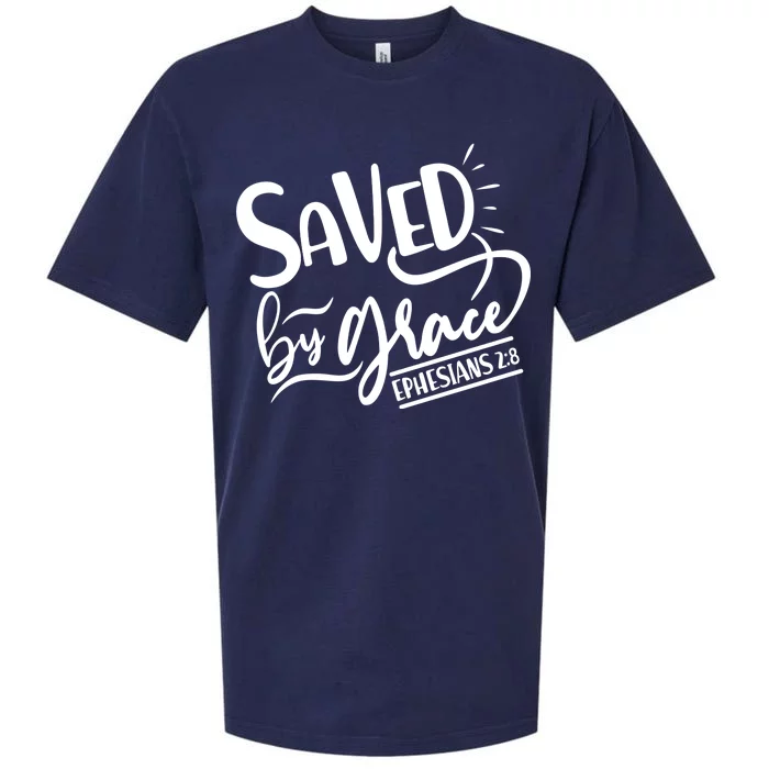 Inspirational Saved by Grace Ephesians 2:8 Sueded Cloud Jersey T-Shirt