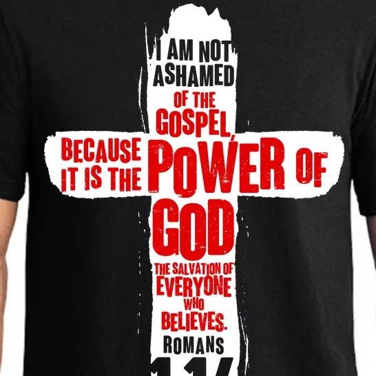 Inspirational The Power Of God Cross Romans 1:16 Pajama Set