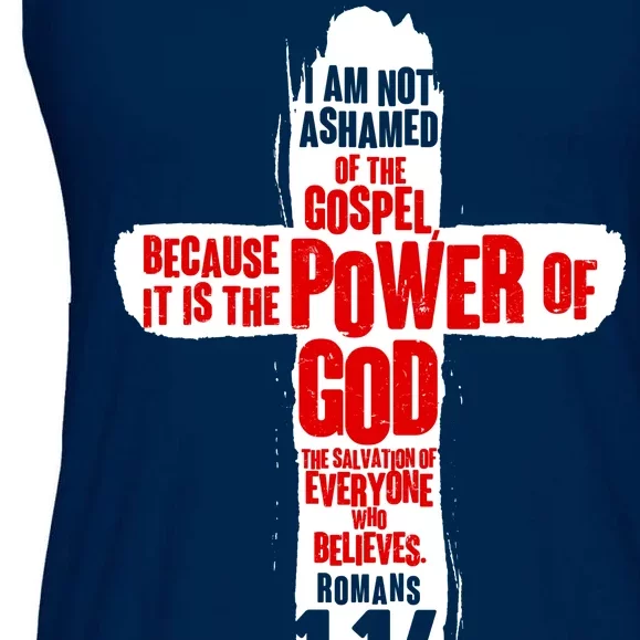 Inspirational The Power Of God Cross Romans 1:16 Ladies Essential Flowy Tank