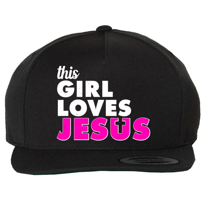 Inspirational This Girl Loves Jesus Wool Snapback Cap