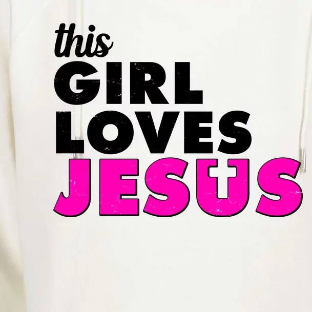 Inspirational This Girl Loves Jesus Womens Funnel Neck Pullover Hood