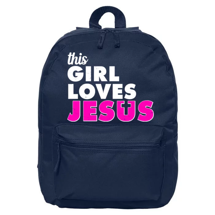 Inspirational This Girl Loves Jesus 16 in Basic Backpack