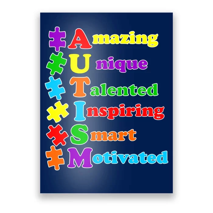 Autism Awareness Poster, Amazing, Unique, Thoughtful, Intelligent,  Successful, Marvelous,Display