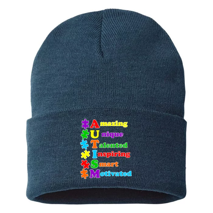 Inspiring Autism Awareness Amazing Smart Unique Puzzle Sustainable Knit Beanie