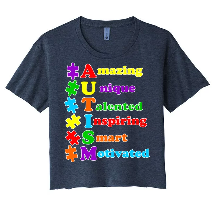 Inspiring Autism Awareness Amazing Smart Unique Puzzle Women's Crop Top Tee