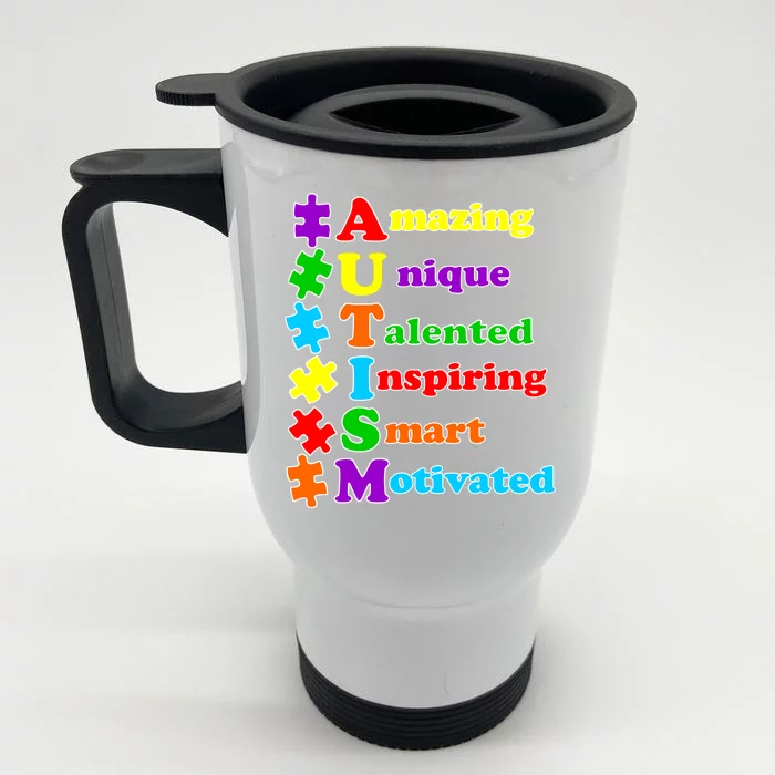 Inspiring Autism Awareness Amazing Smart Unique Puzzle Front & Back Stainless Steel Travel Mug