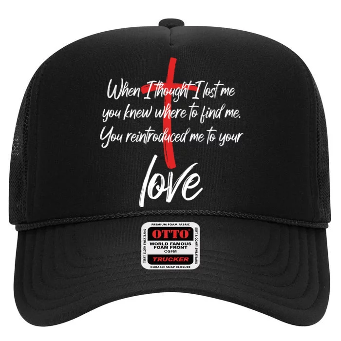 Inspiring Christian Quote Faith Cross High Crown Mesh Trucker Hat