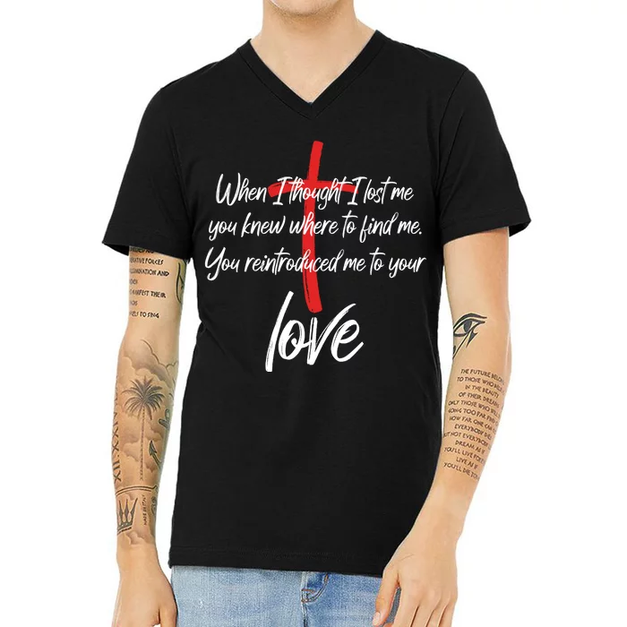 Inspiring Christian Quote Faith Cross V-Neck T-Shirt