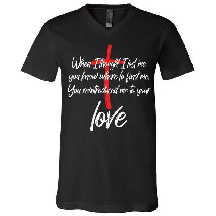 Inspiring Christian Quote Faith Cross V-Neck T-Shirt