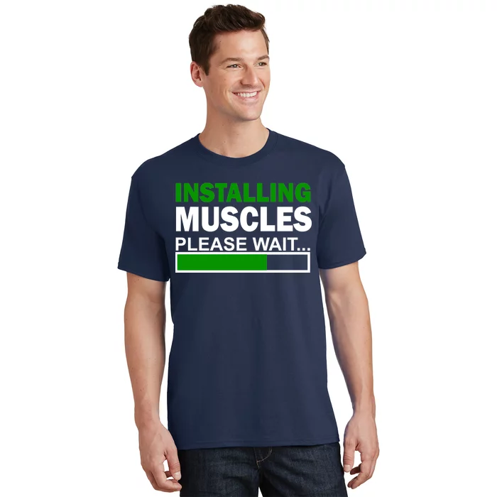 Installing muscles t-shirt