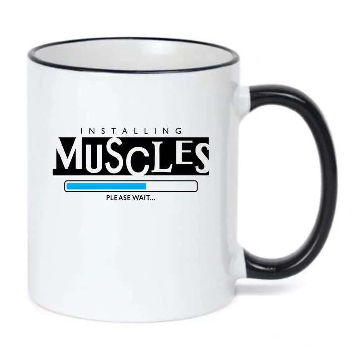 Installing Muscles Please Wait Funny Workout Black Color Changing Mug