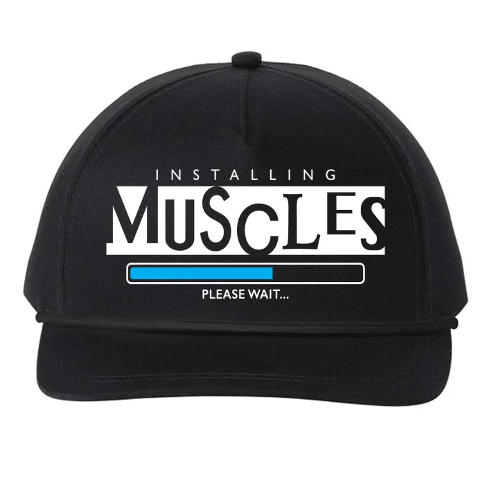 Installing Muscles Please Wait Funny Workout Snapback Five-Panel Rope Hat