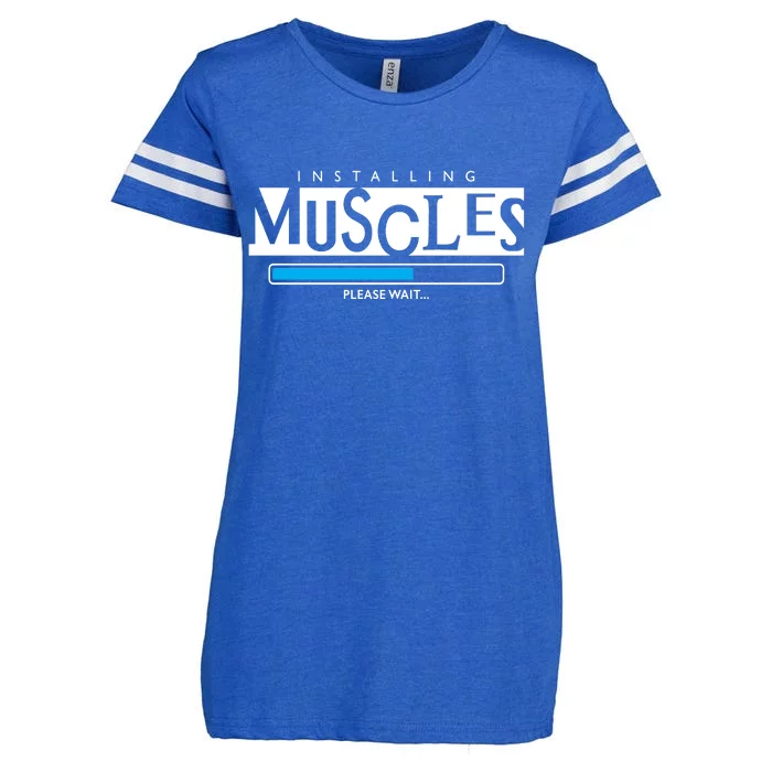 Installing Muscles Please Wait Funny Workout Enza Ladies Jersey Football T-Shirt