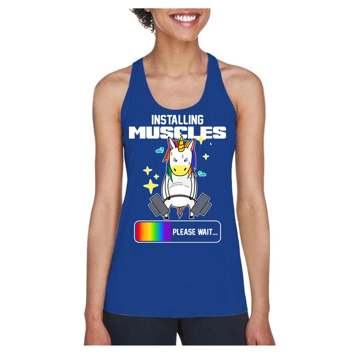 Installing Muscles Unicorn Lifting Women's Racerback Tank