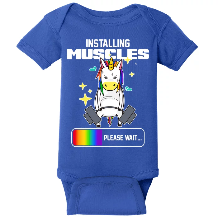 Installing Muscles Unicorn Lifting Baby Bodysuit