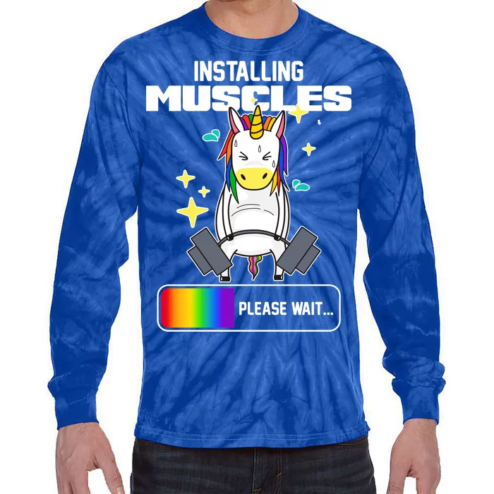 Installing Muscles Unicorn Lifting Tie-Dye Long Sleeve Shirt